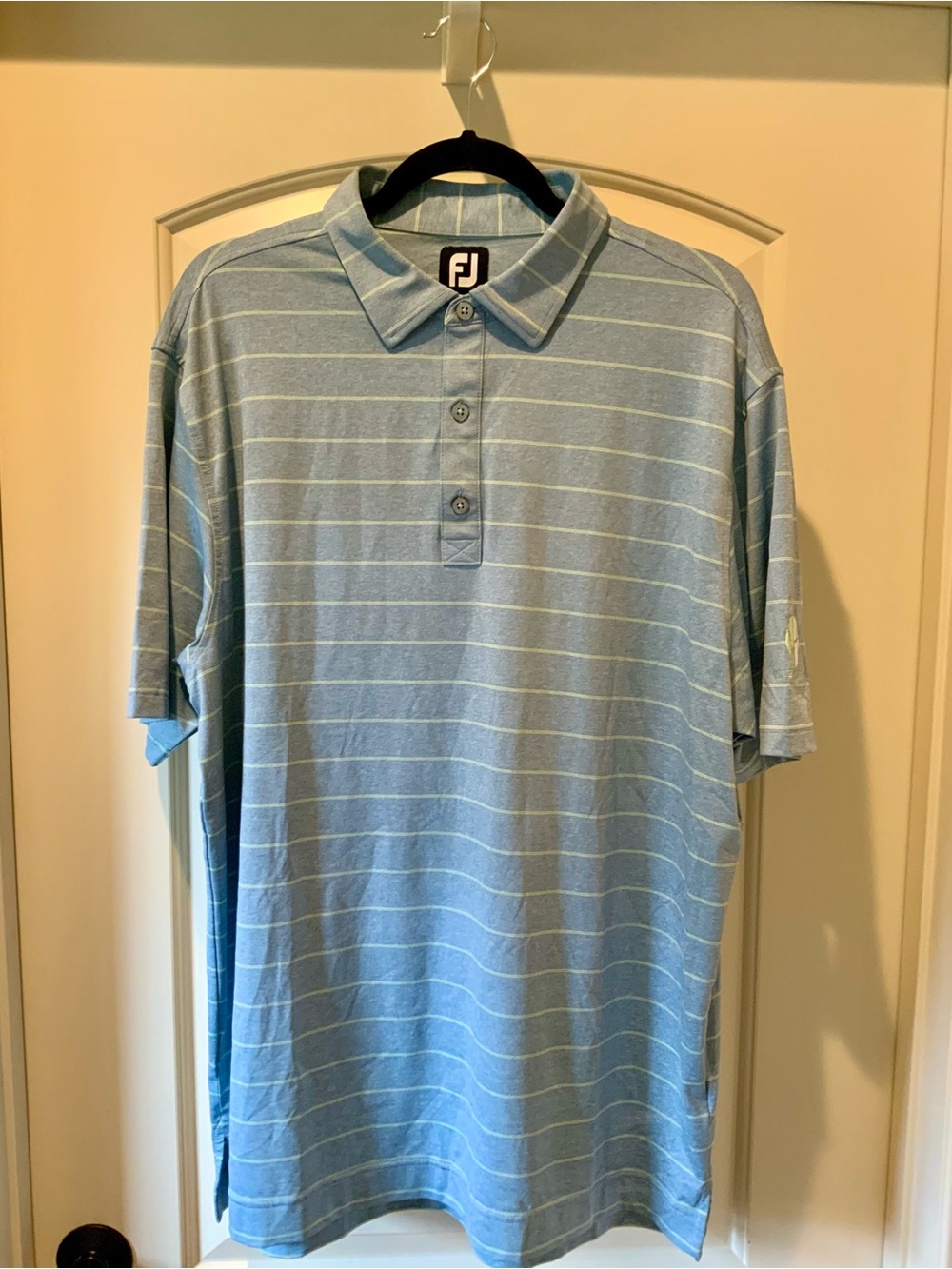 FootJoy Men’s Light Blue and green Striped Golf Polo
